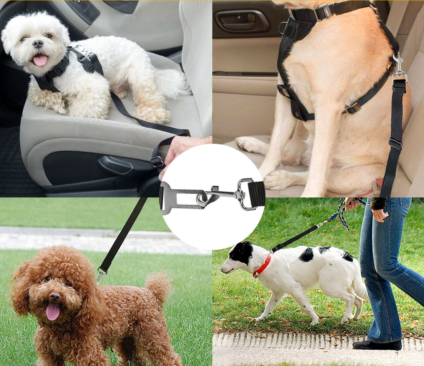 2Pcs Pet Adjustable Safety Seat Belt Harness/ Leash